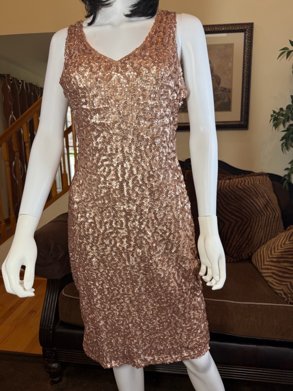 PrettyGuide Sequin Strap Dress in Blush